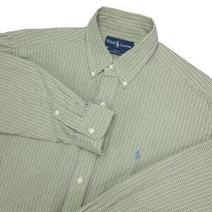 Ralph Lauren Blake Button Down Shirt‎ Mens M Green Check Long Sleeve 100% Cotton